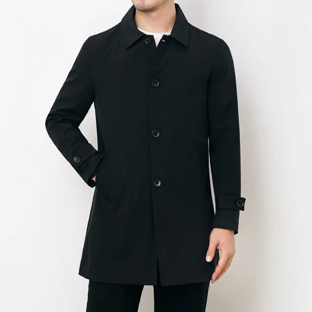 Men's Mid-Length Single-Breasted Trench Coat