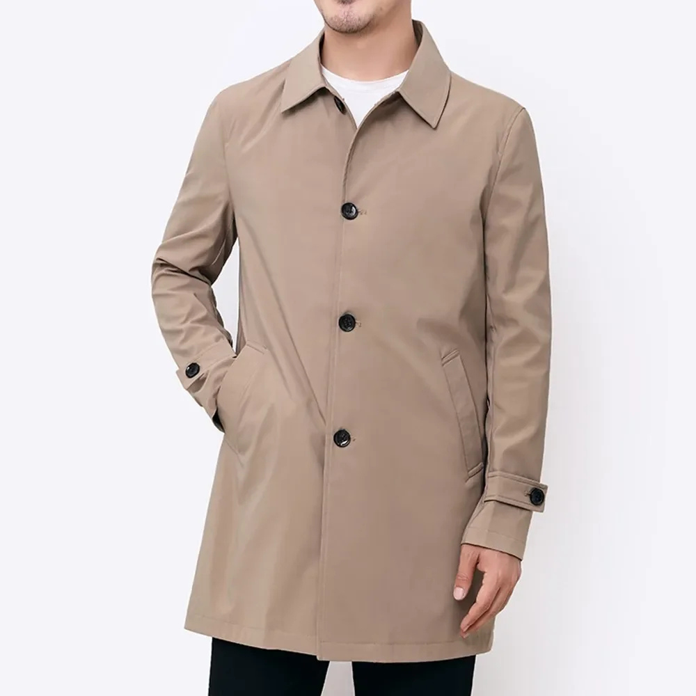 Men's Mid-Length Single-Breasted Trench Coat