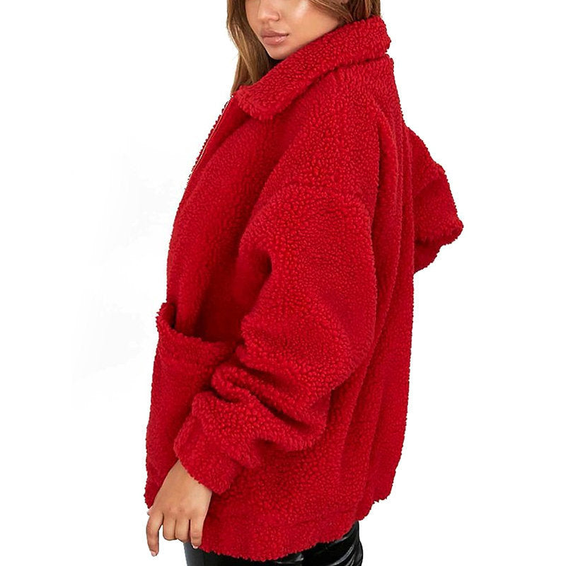 Women's Oversized Full-Zip Teddy Fleece Jacket