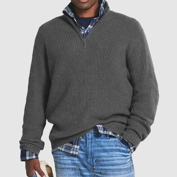 Men's Ribbed Quarter-Zip Sweater