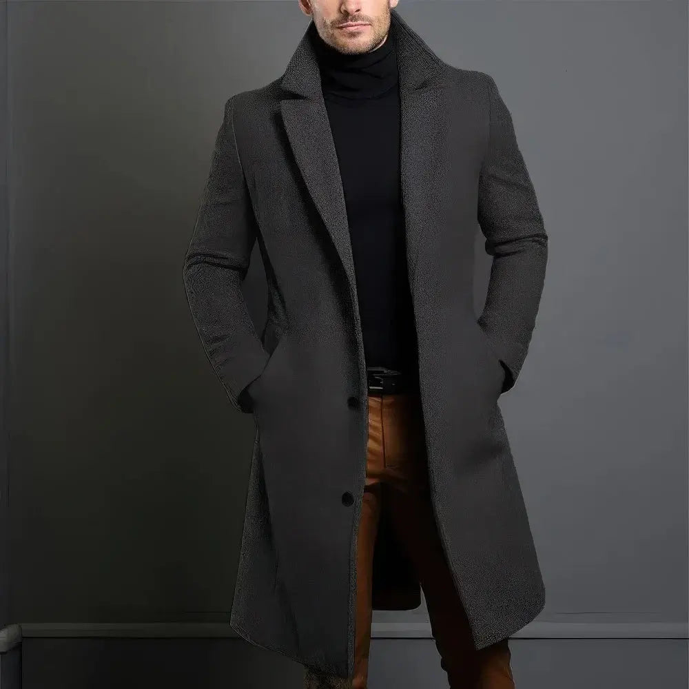Men's Long Single-Breasted Tailored Coat
