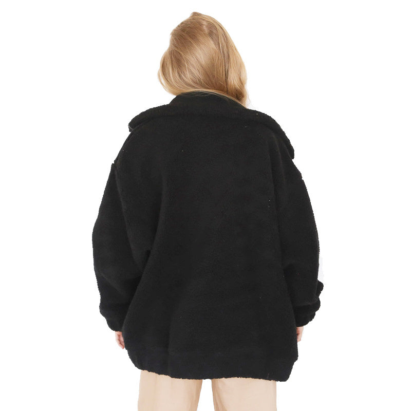 Women's Oversized Full-Zip Teddy Fleece Jacket