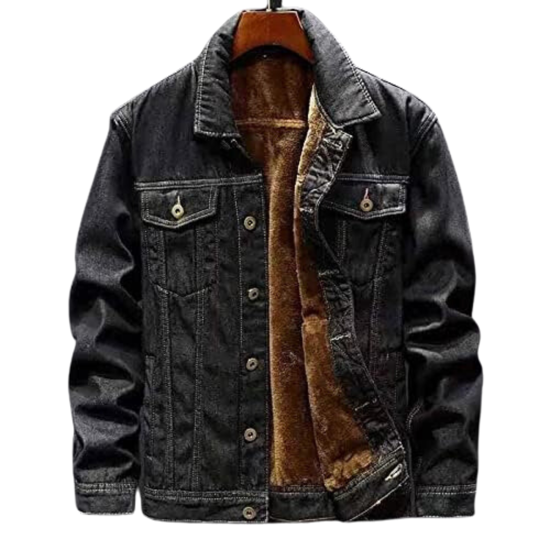 Men's Light Blue Fleece-Lined Denim Trucker Jacket