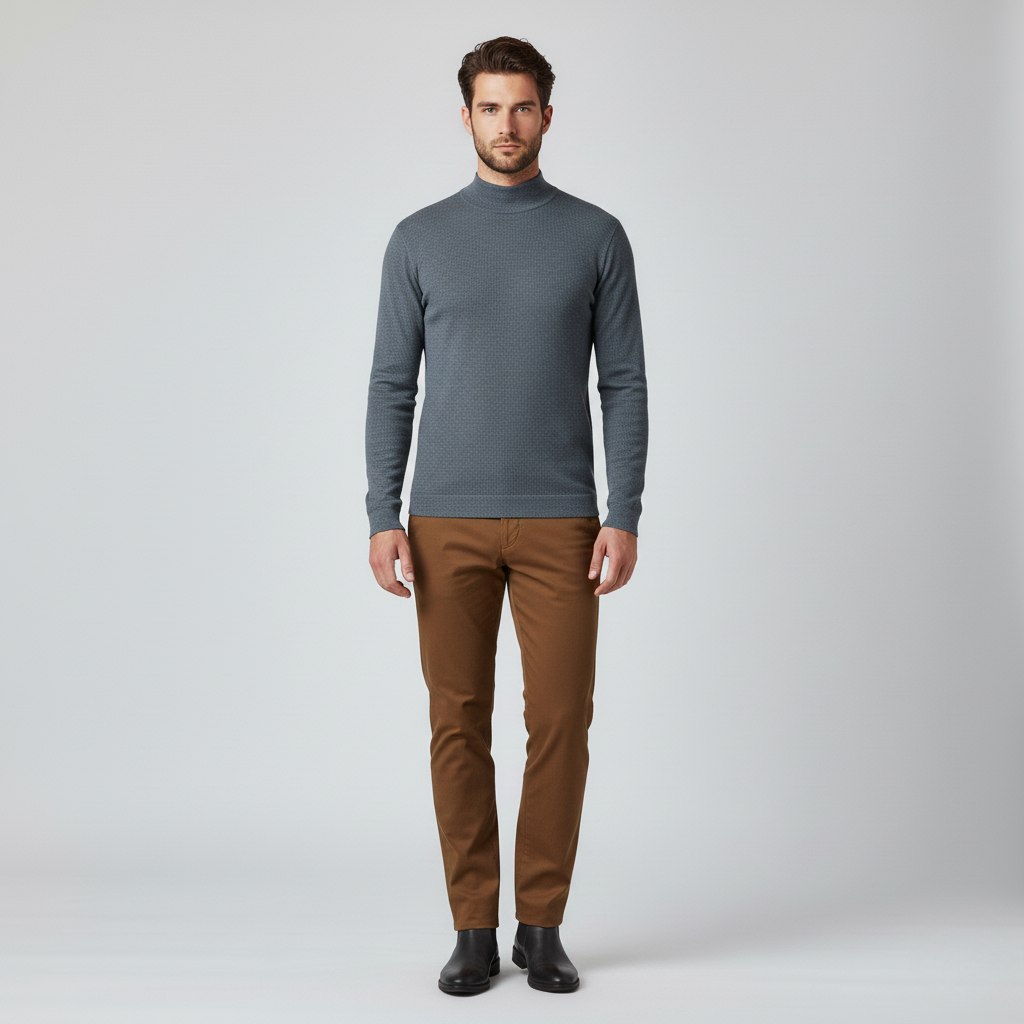 Men's Waffle-Knit Mock-Neck Top