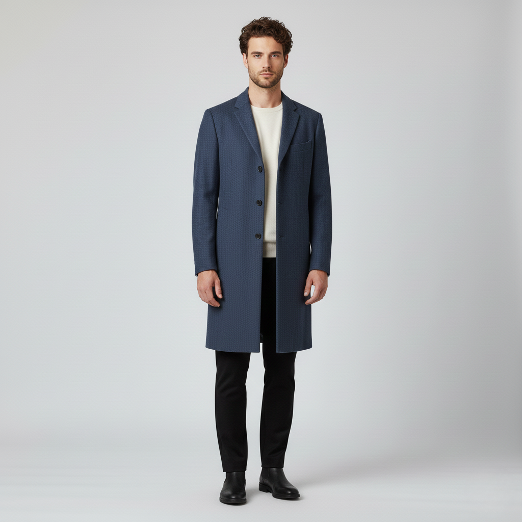 Men's Textured Longline Coat