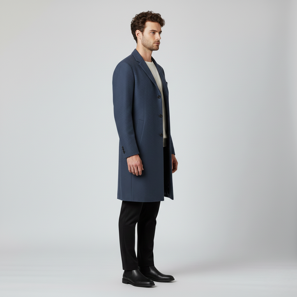Men's Textured Longline Coat