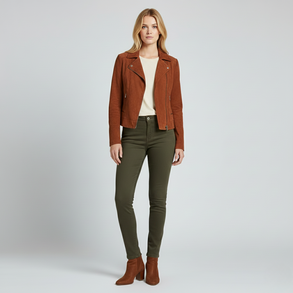 Women's Faux-Suede Biker Jacket
