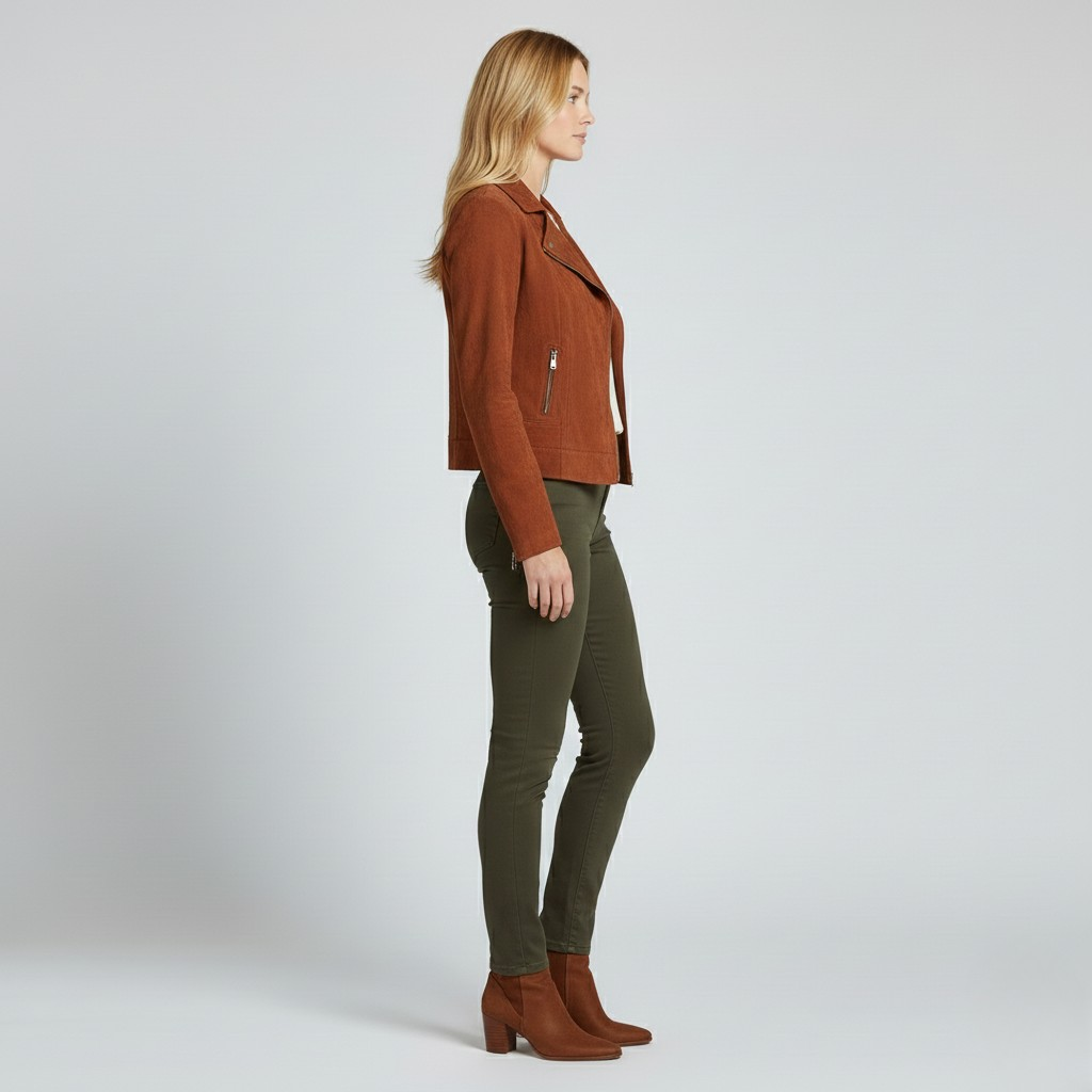Women's Faux-Suede Biker Jacket