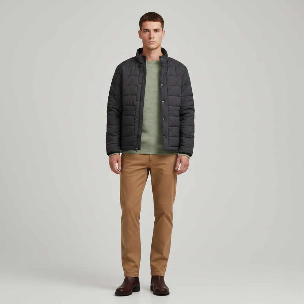Men's Quilted Stand-Collar Jacket