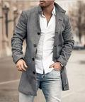 Men's Textured High-Collar Mid-Length Coat