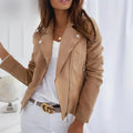 Women's Faux Suede Asymmetric-Zip Biker Jacket