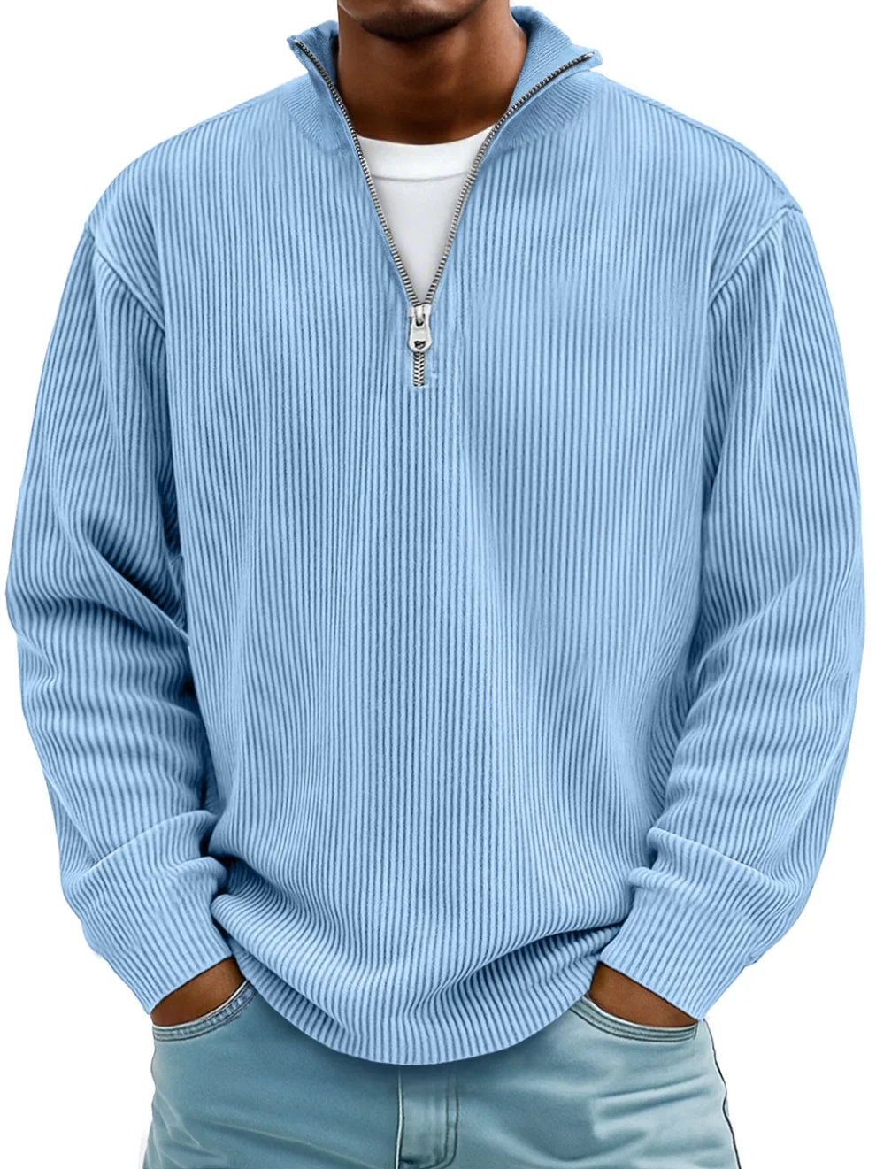 Men's Oversized Ribbed Half-Zip Sweater