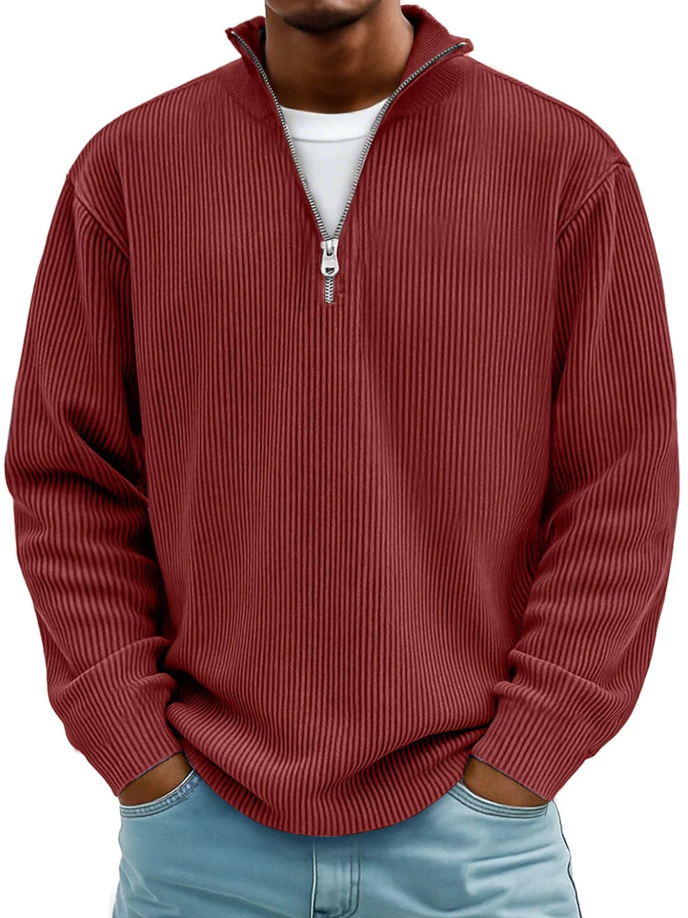 Men's Oversized Ribbed Half-Zip Sweater