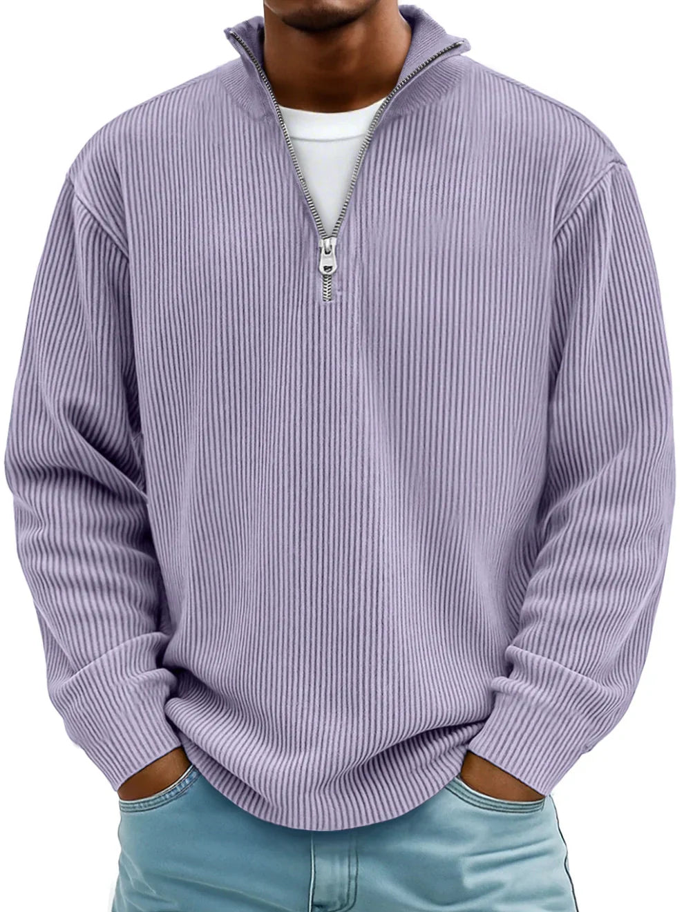 Men's Oversized Ribbed Half-Zip Sweater
