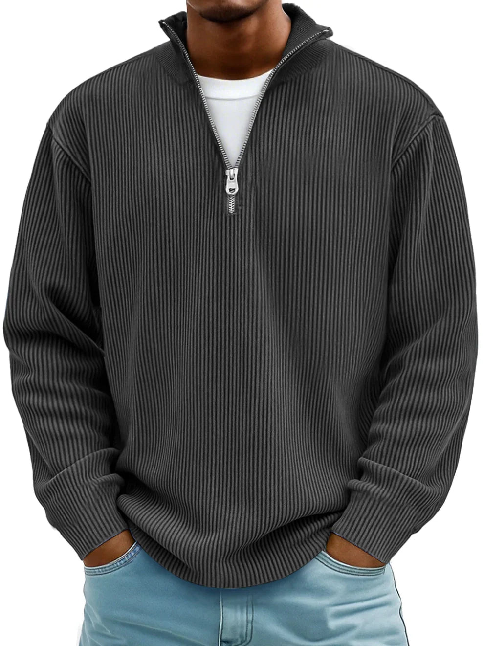 Men's Oversized Ribbed Half-Zip Sweater