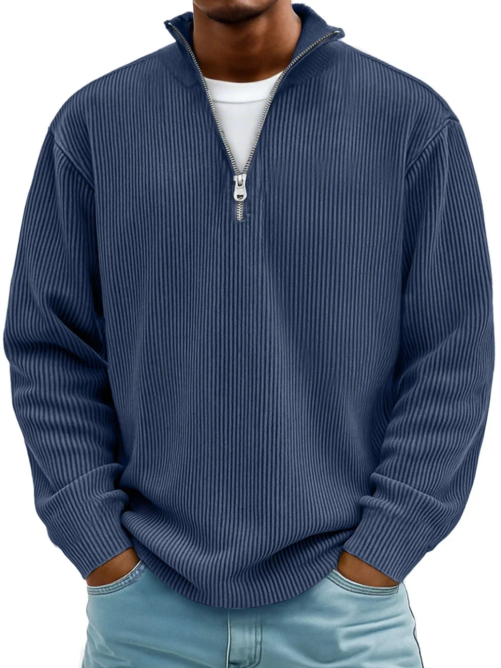 Men's Oversized Ribbed Half-Zip Sweater