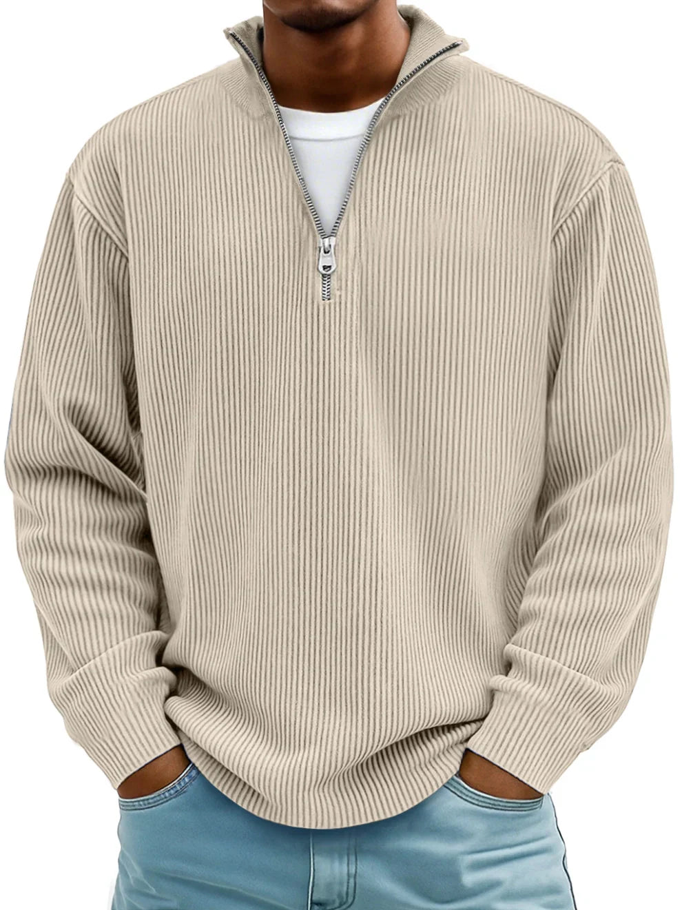 Men's Oversized Ribbed Half-Zip Sweater