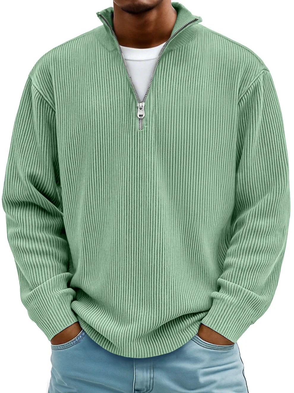 Men's Oversized Ribbed Half-Zip Sweater