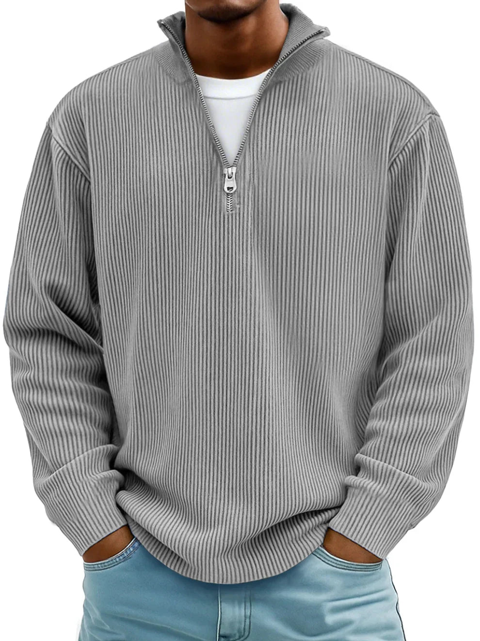 Men's Oversized Ribbed Half-Zip Sweater