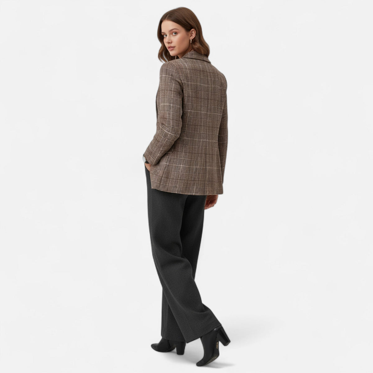 Women's Brown Heritage-Print Tailored Blazer