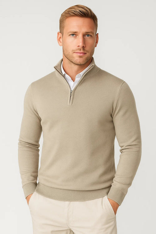 Men's Half-Zip High-Collar Sweater