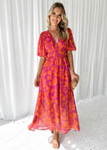 Women's Floral Maxi Wedding Guest Dress