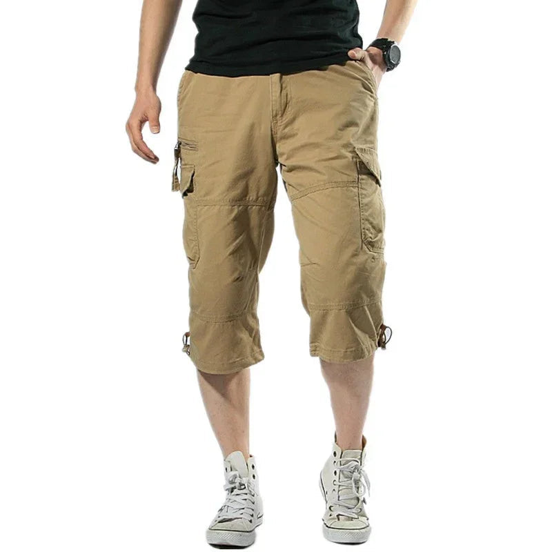 Men's Long Multi-Pocket Cargo Shorts