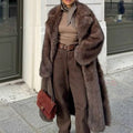 Women's Dark Brown Oversized Long Faux Fur Coat