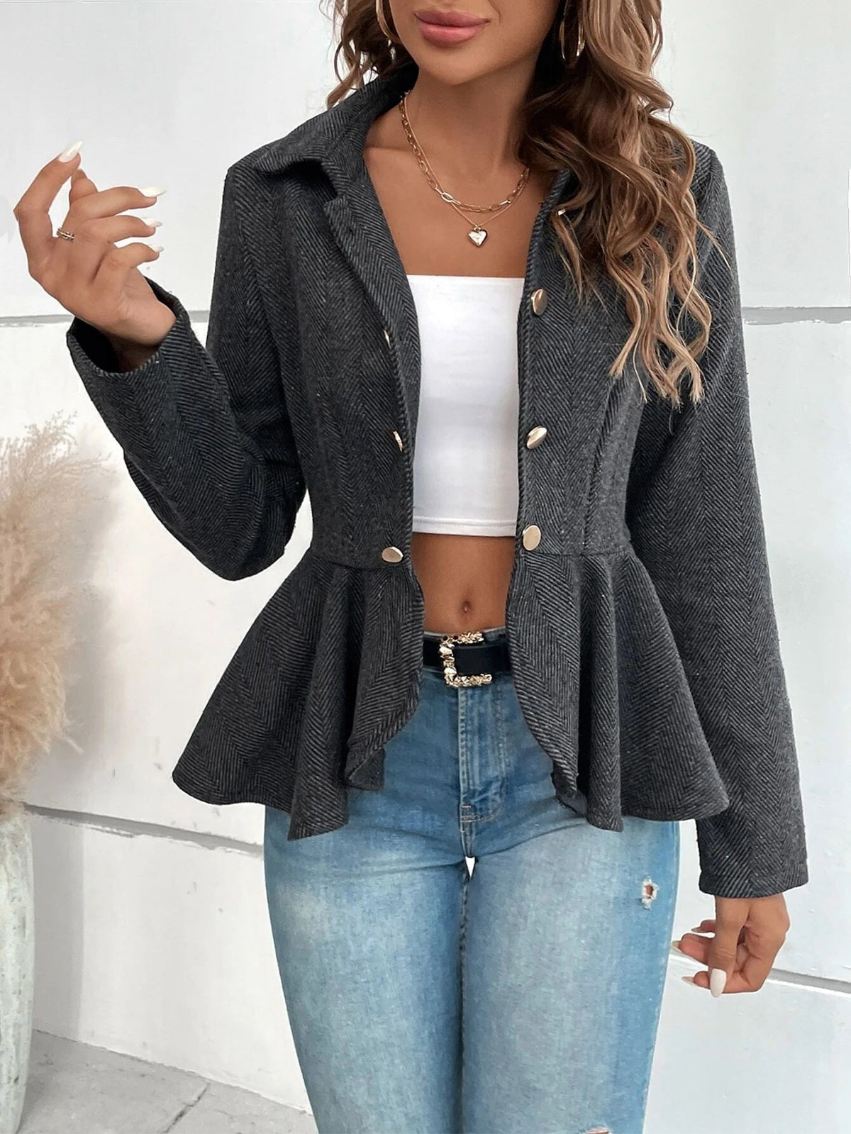 Women's Asymmetrical Button Blazer