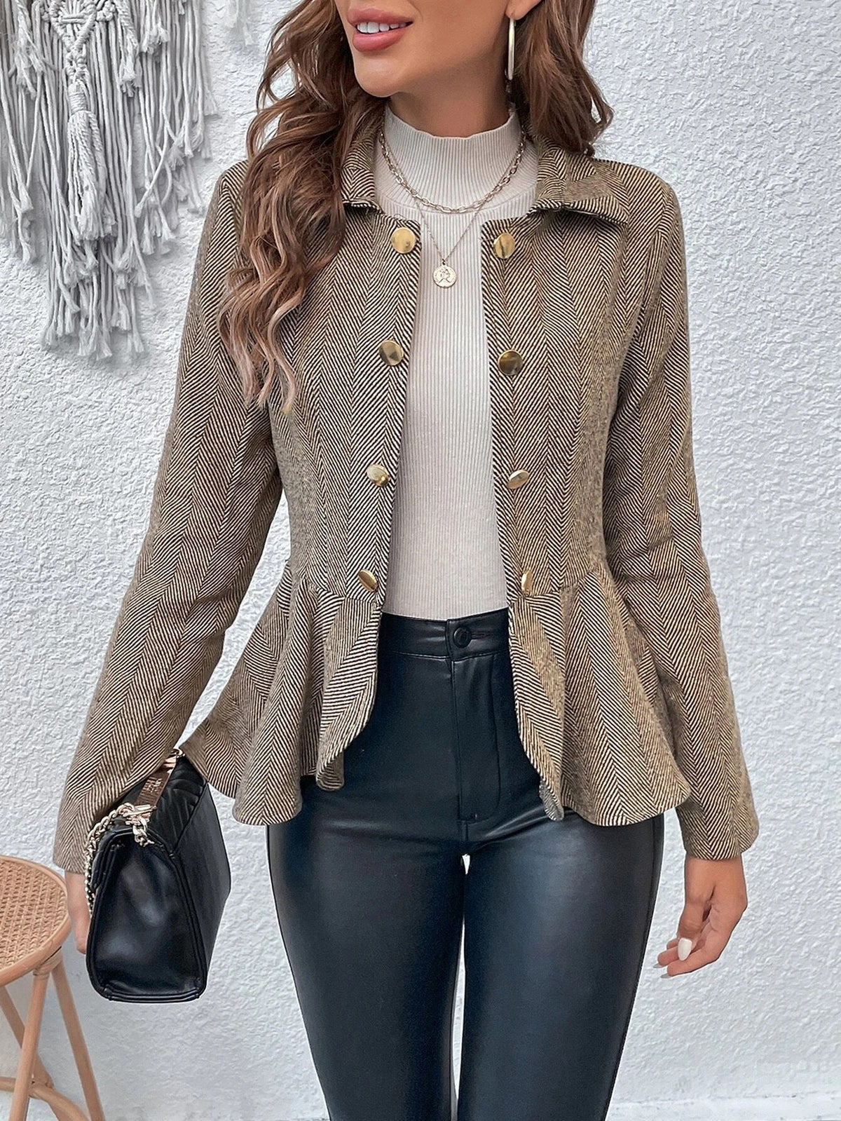 Women's Asymmetrical Button Blazer