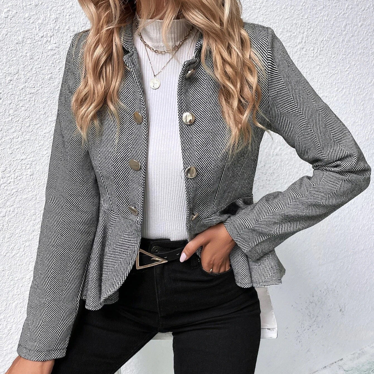 Women's Asymmetrical Button Blazer