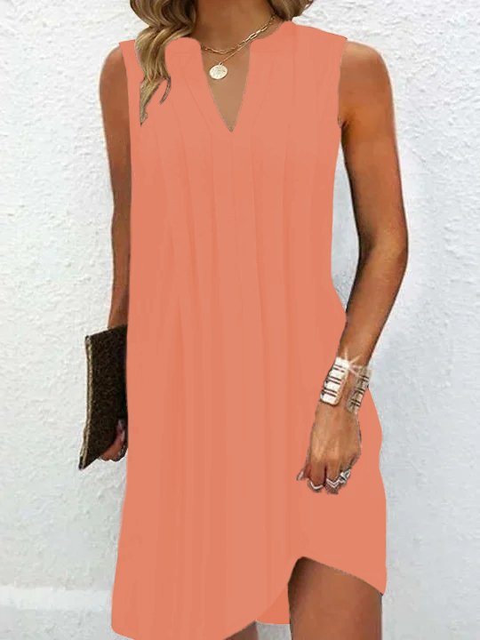 Women's V-Neck Asymmetrical Hem Dress