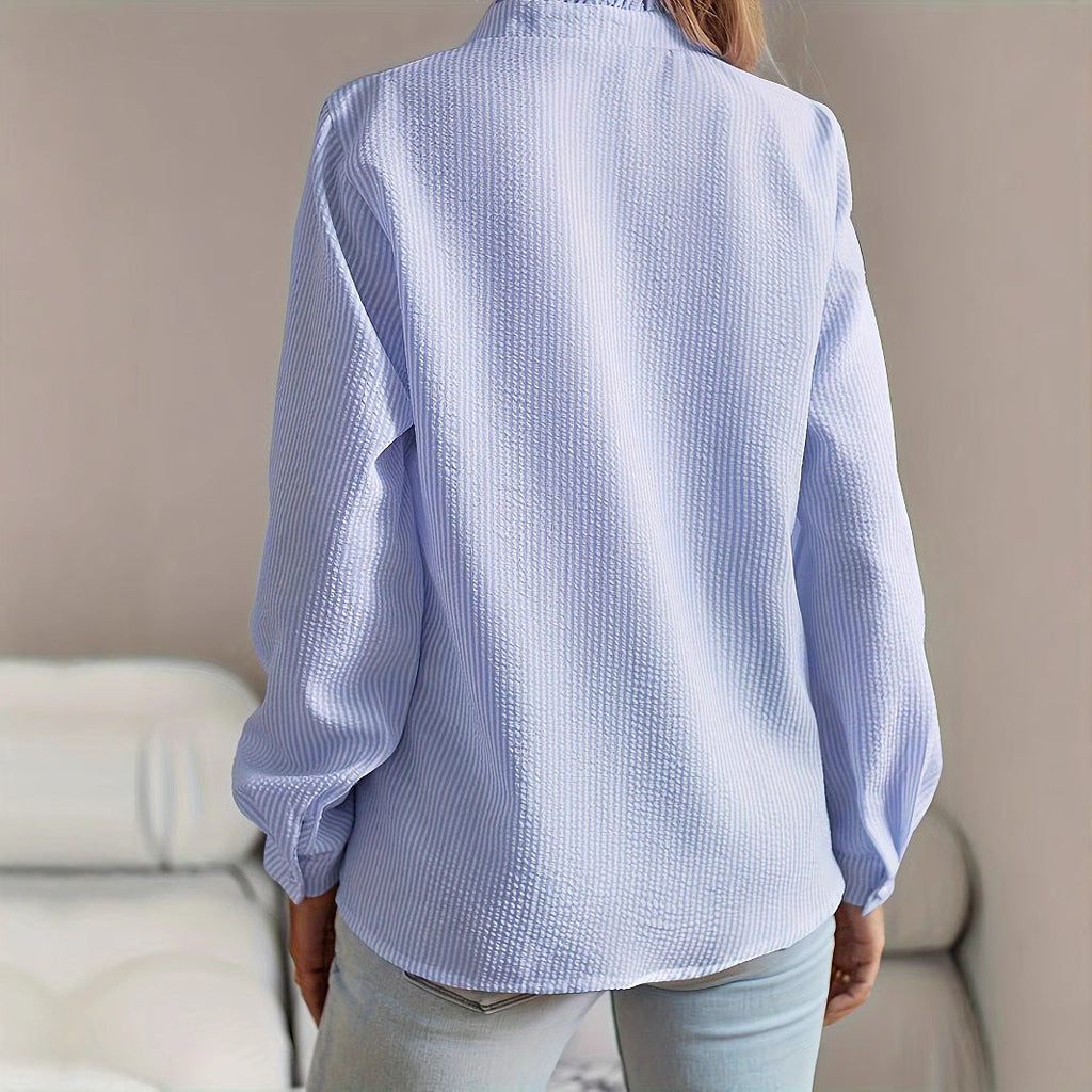Women's Striped Ruffle Blouse
