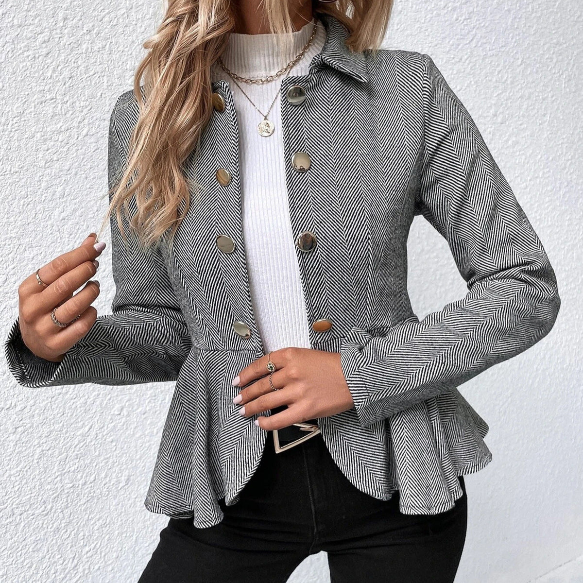 Women's Asymmetrical Button Blazer