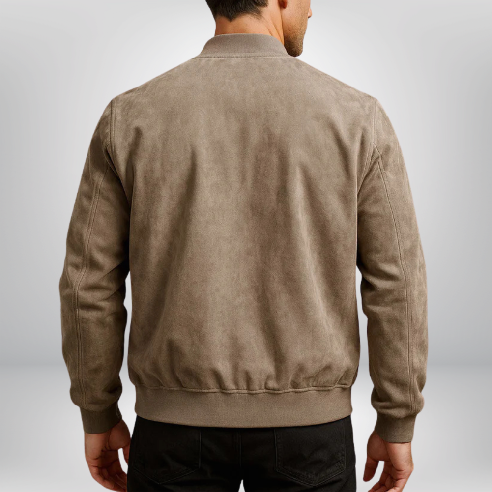 Men's Suede-Look Slim-Fit Bomber Jacket