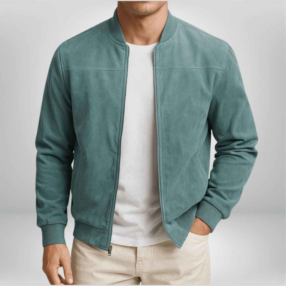 Men's Suede-Look Slim-Fit Bomber Jacket