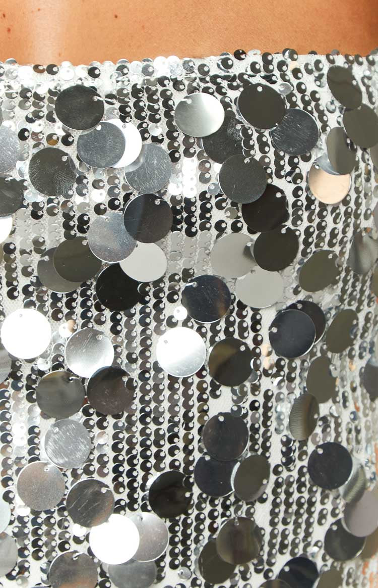 Women's Silver Sequin Bodycon Mini Dress