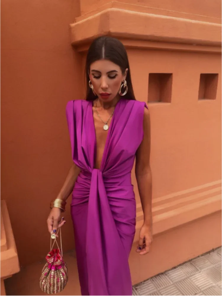 Women's Pleated Wedding Guest Dress