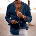 Men's Relaxed Long-Sleeve Linen Beach Shirt