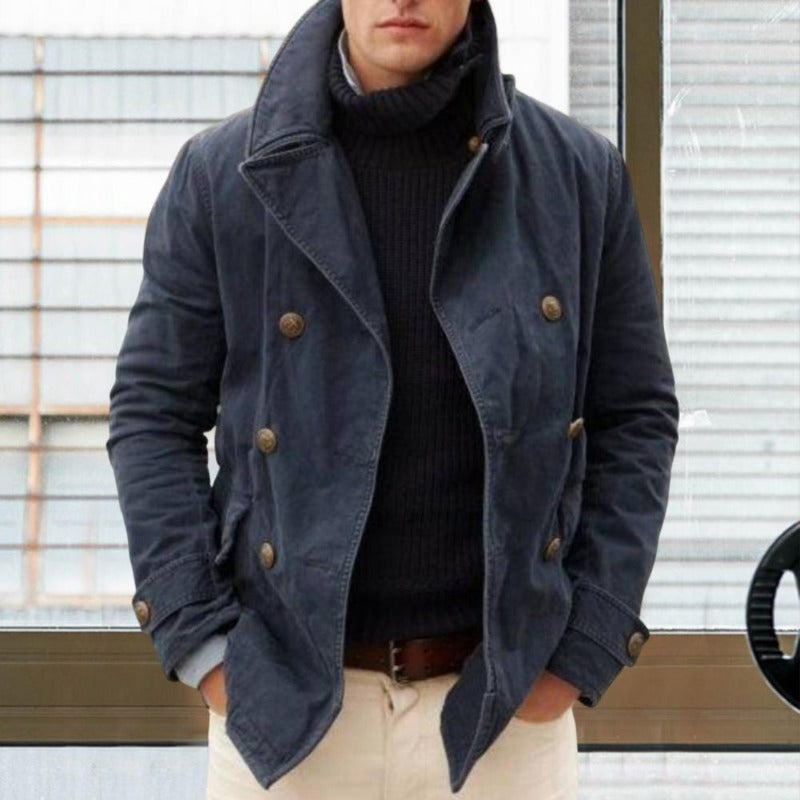 Men's Double-Breasted Structured Peacoat