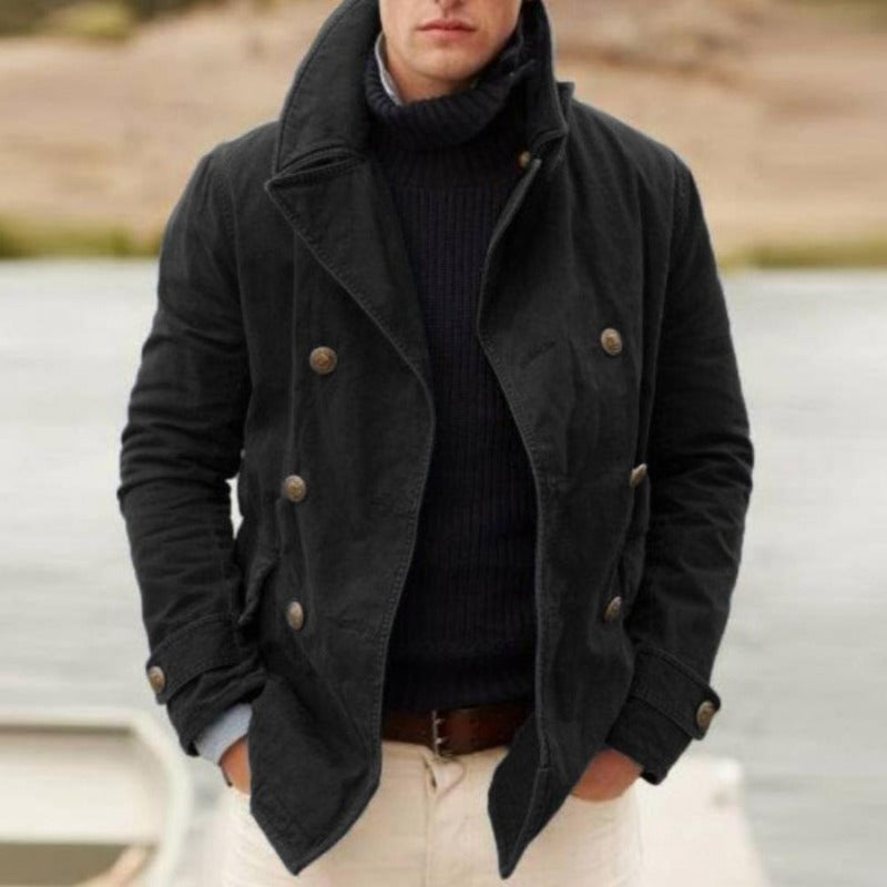 Men's Double-Breasted Structured Peacoat
