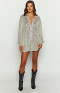 Women's Gold Sequin Long-Sleeve Shirt