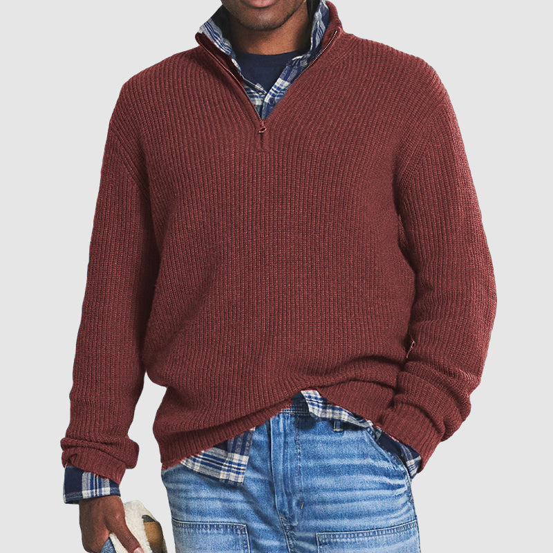 Men's Ribbed Quarter-Zip Sweater