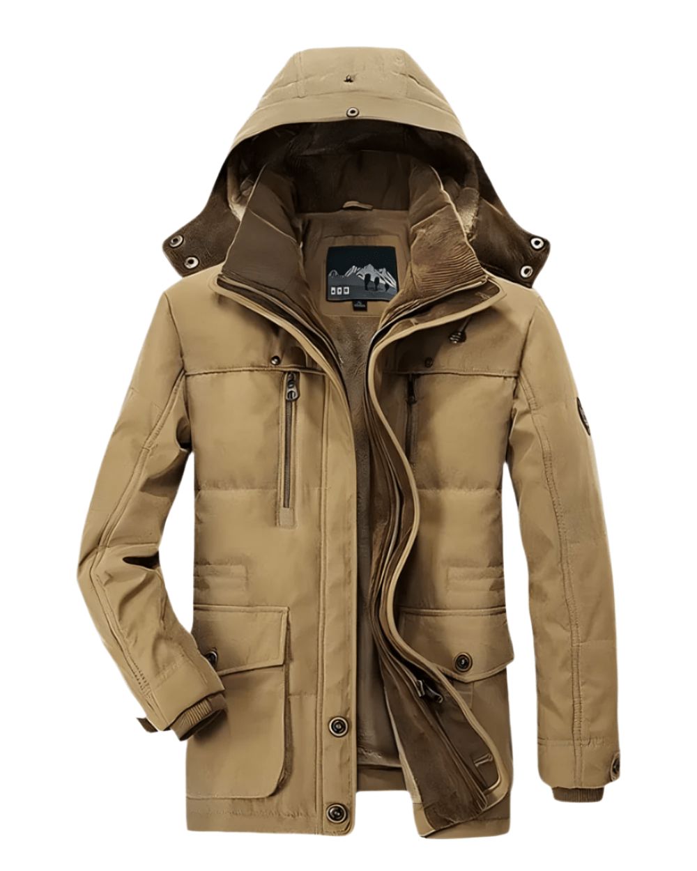 Men's Dark Blue Hooded Long Winter Parka