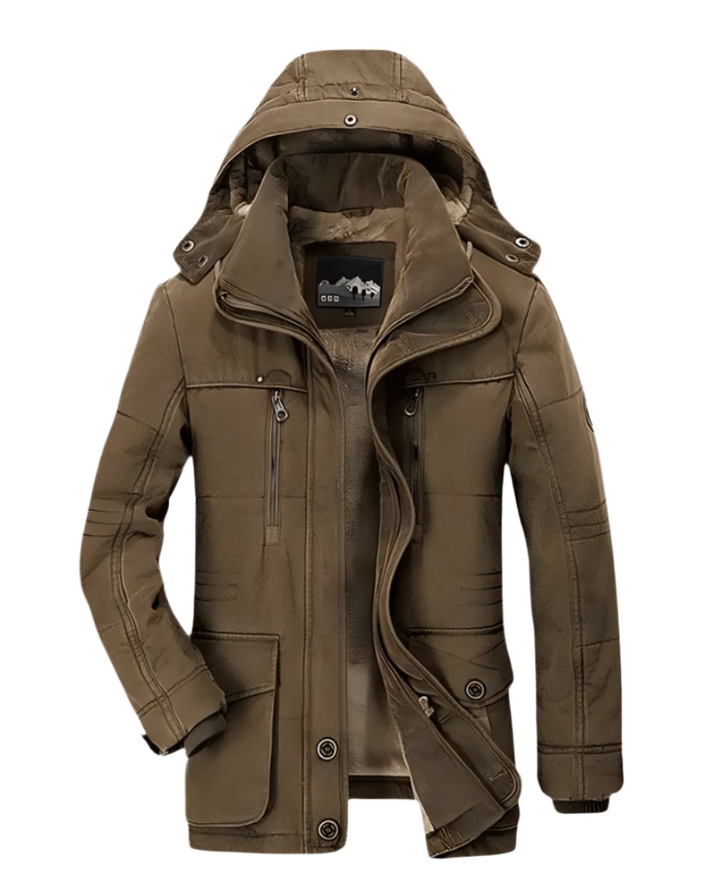 Men's Dark Blue Hooded Long Winter Parka