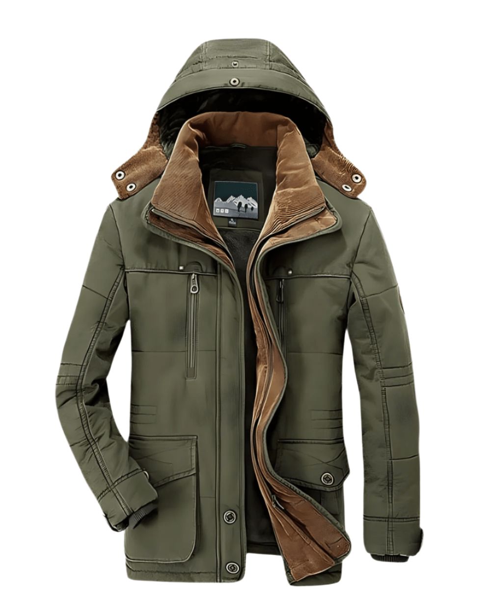 Men's Dark Blue Hooded Long Winter Parka