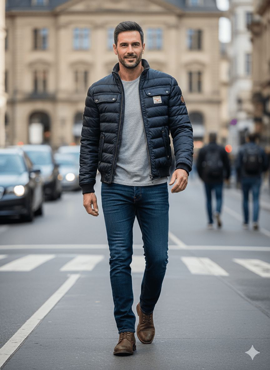 Men's Navy Quilted Utility Jacket
