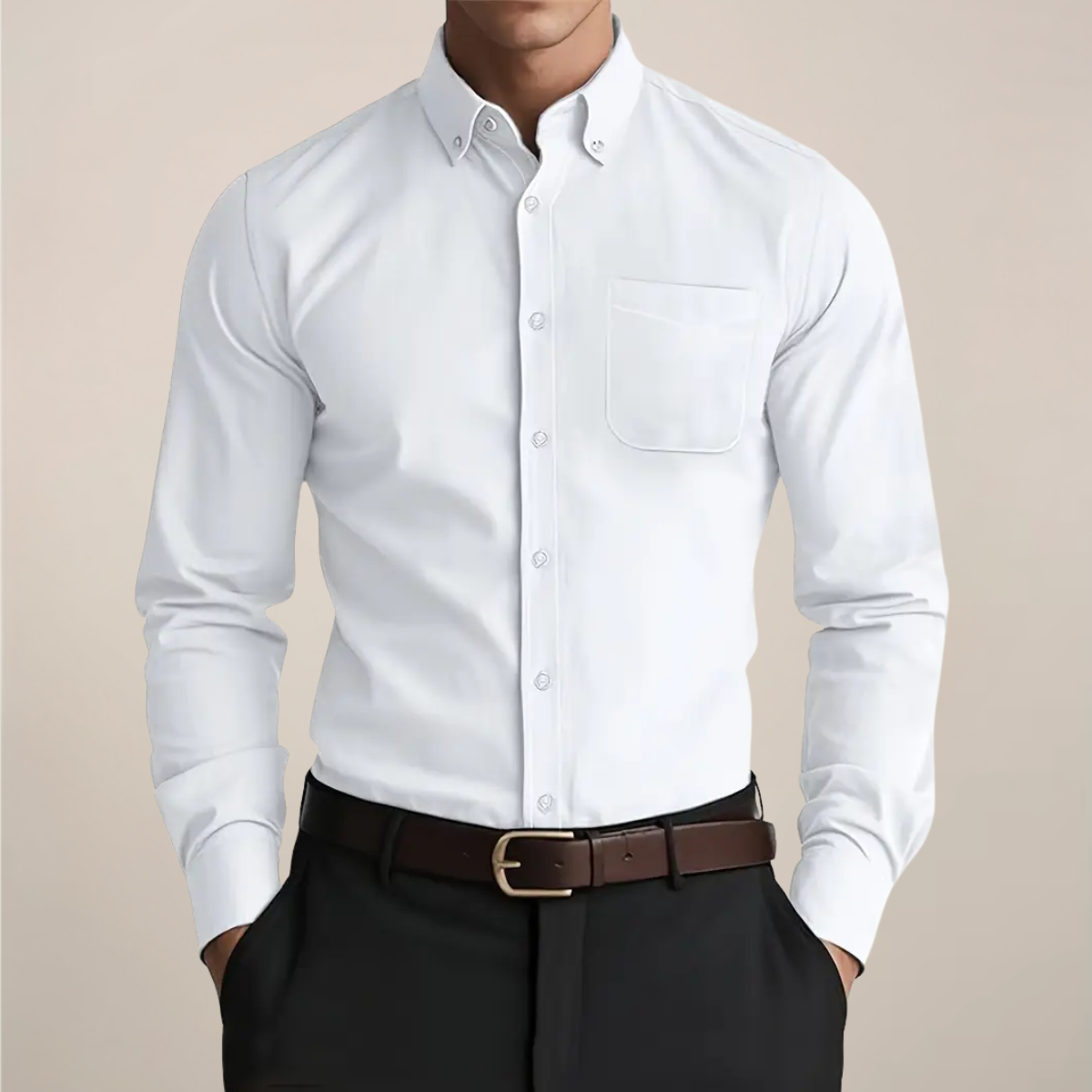 Men's Slim-Fit Long-Sleeve Button-Down Shirt