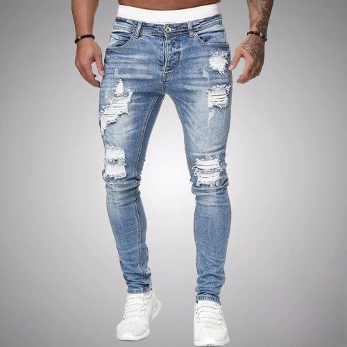 Men's Distressed Skinny-Fit Denim Jeans
