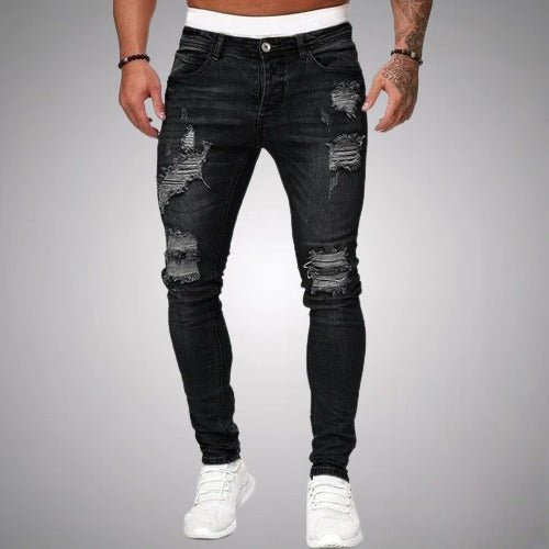 Men's Distressed Skinny-Fit Denim Jeans